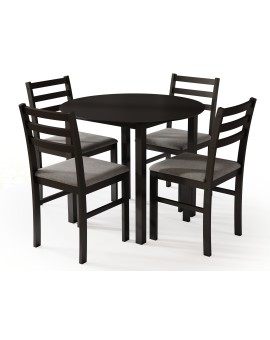 Set TORINO Tavolo rotondo + 4 sedie Nero / Grigio Chiaro