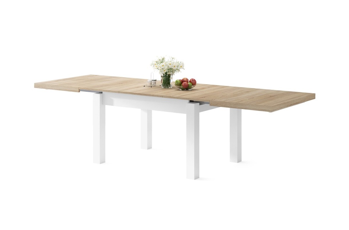 NOBLE NOIR Rovere Sonoma/Bianco Opaco - TAVOLO DA PRANZO ALLUNGABILE FINO A  218 cm! 