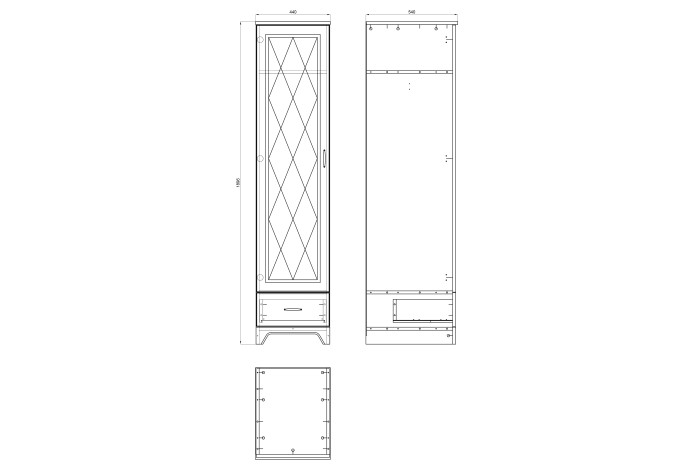 Armadio PROVENZA SZD1SZ1 Rovere Pietrato/Bianco Opaco - MOBILE CON 1 ANTA E  SCAFFALE IN STILE RETRÒ 