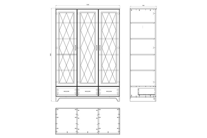 Armadio PROVENZA SZD3SZ3 Rovere Pietrato/Bianco Opaco - ARMADIO GUARDAROBA  A 3 ANTE CON SCAFFALI, MENSOLE E APPENDIABITI RETRÒ 