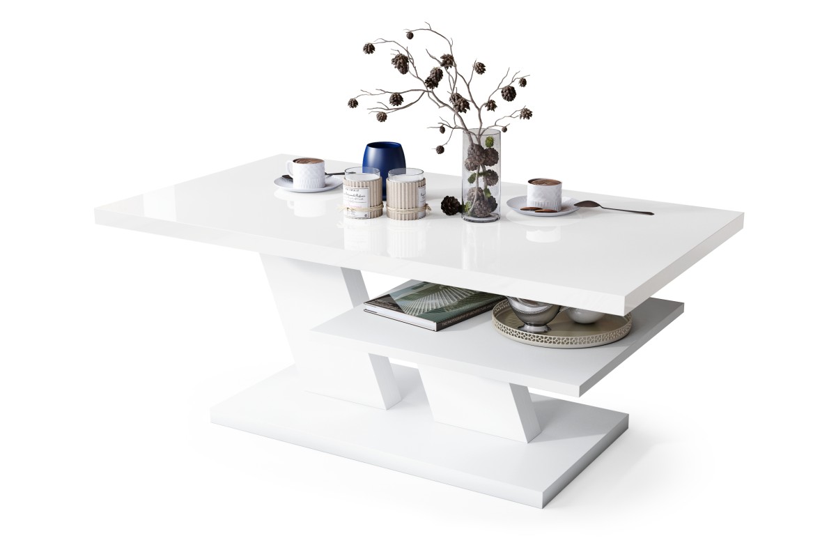 Reef Prisma tavolino basso da salotto caffè bianco lucido 65x122cm