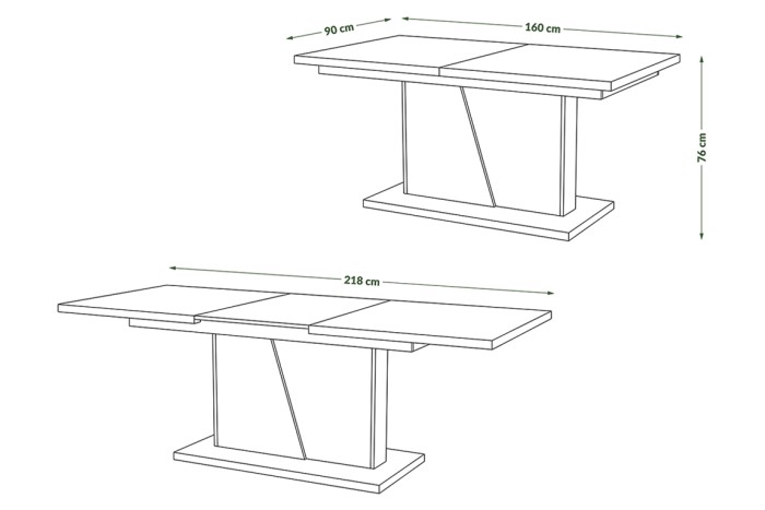 NOBLE NOIR Rovere Sonoma/Bianco Opaco - TAVOLO DA PRANZO ALLUNGABILE FINO A 218  cm! 