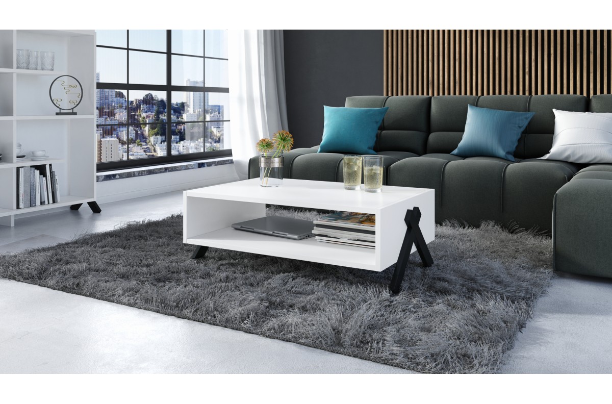 Set di mobili VIK Bianco Opaco - MOBILE PORTA TV + TAVOLINO + LIBRERIA