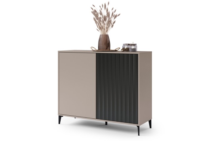 Comò RIMINI K-123 Beige Taupe/Nero Opaco - MODERNO MOBILE CON ANTE SCANALATE