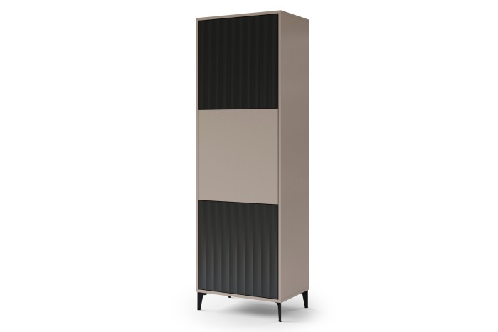 Mobile alto RIMINI SZ-63 Beige Taupe/Nero Opaco - MODERNO MOBILE ALTO CON SCAFFALI E ANTE SCANALATE