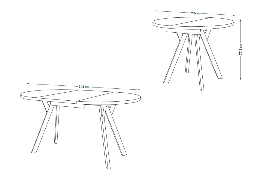ALMO Beige/gambe nere - TAVOLO ROTONDO ALLUNGABILE CON GAMBE A Y LOFT / INDUSTRIALE PER SALONE / SALA DA PRANZO